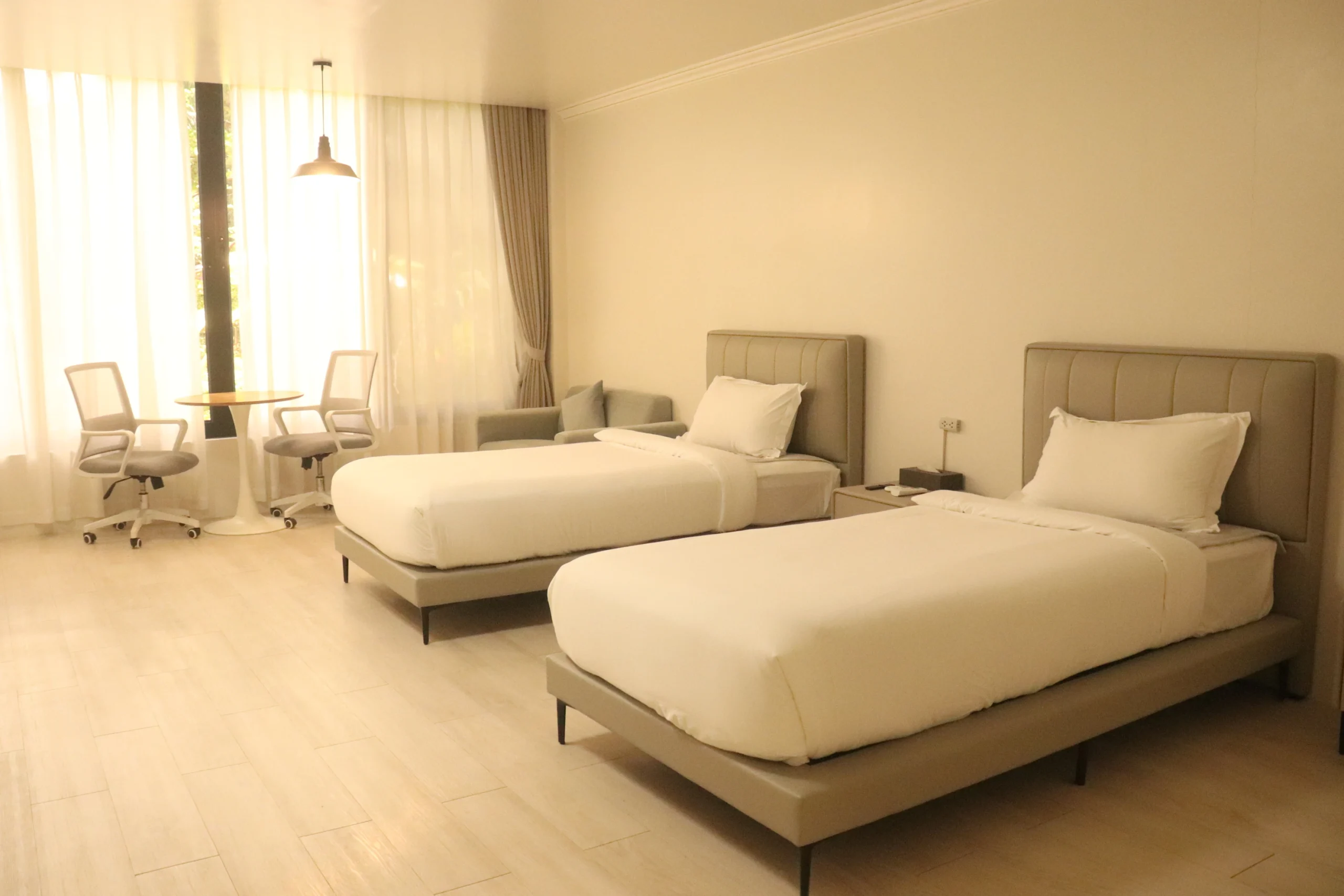 Twin bed room at an event place in Cavite with accommodation for overnight guests